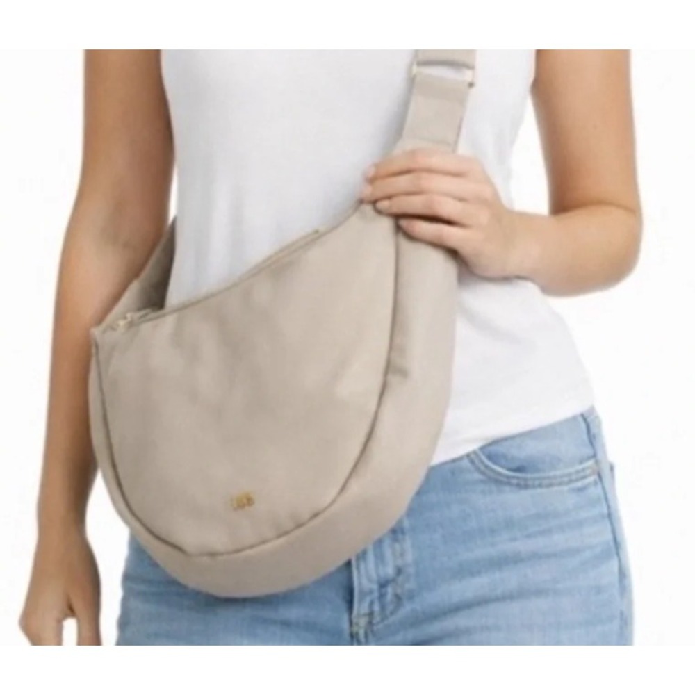 July Everyday Crossbody Bag Sand Beige‎ Cotton Canvas Crescent Hobo JLY-FFF-01